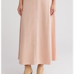 NWT Nordstrom Halogen Soft Pink Blush Long Faux Suede Maxi Skirt Small